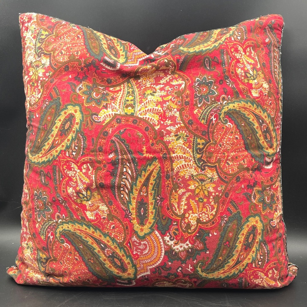 VTG Lauren Ralph Lauren Galahad Red Paisley 22" Pillow Cover Down Feather Insert